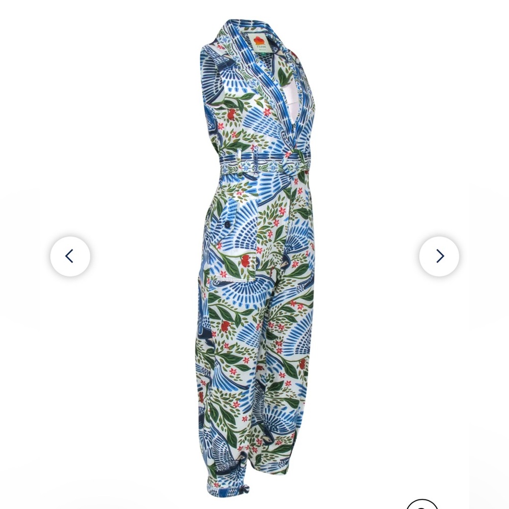 FARM RIO MACAW DENIM JUMPSUIT LARGE